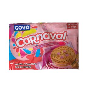 Galletas GOYA CARNAVAL 403g (12u, rellenas con crema fresa)