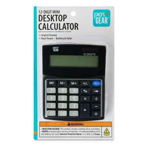 12-Digit Mini Desktop Calculator, Black